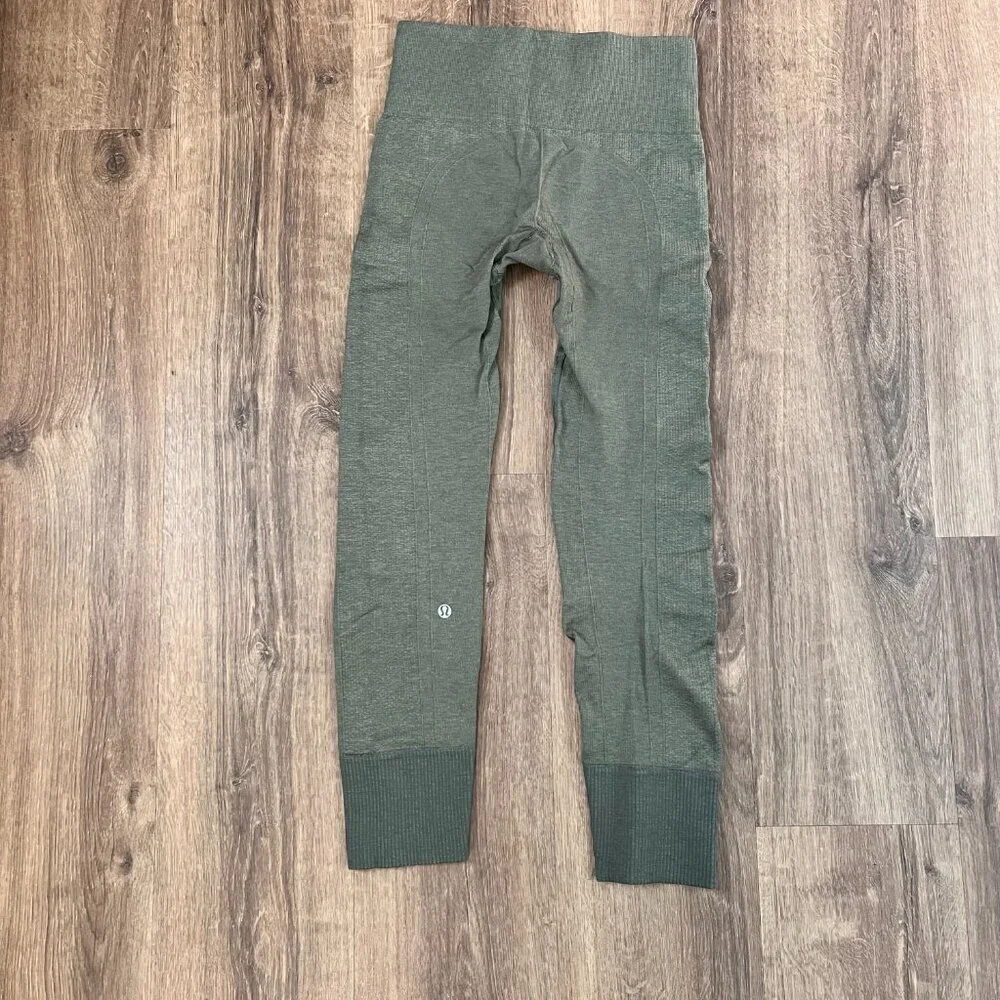 Lululemon Q5 Compression Leggings Olive Green Sz 4 - Picture 13 of 14